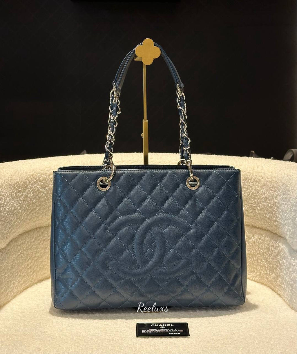 CHANEL Grand Shopping  Leather  Blue Tote Bag