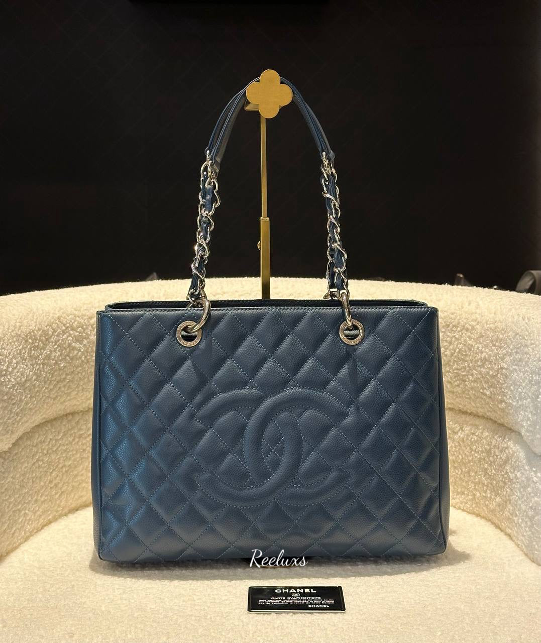 CHANEL Grand Shopping  Leather  Blue Tote Bag