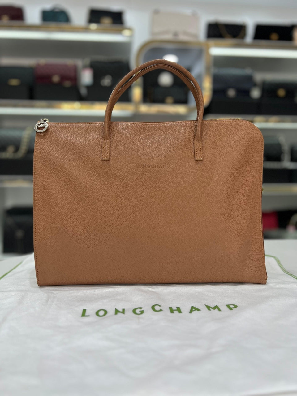 LONGCHAMP As New Brown Leather Business Briefcase Unisex Bag - Reeluxs 