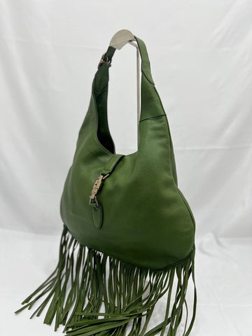 GUCCI Nouveau Fringe In Green Handbag