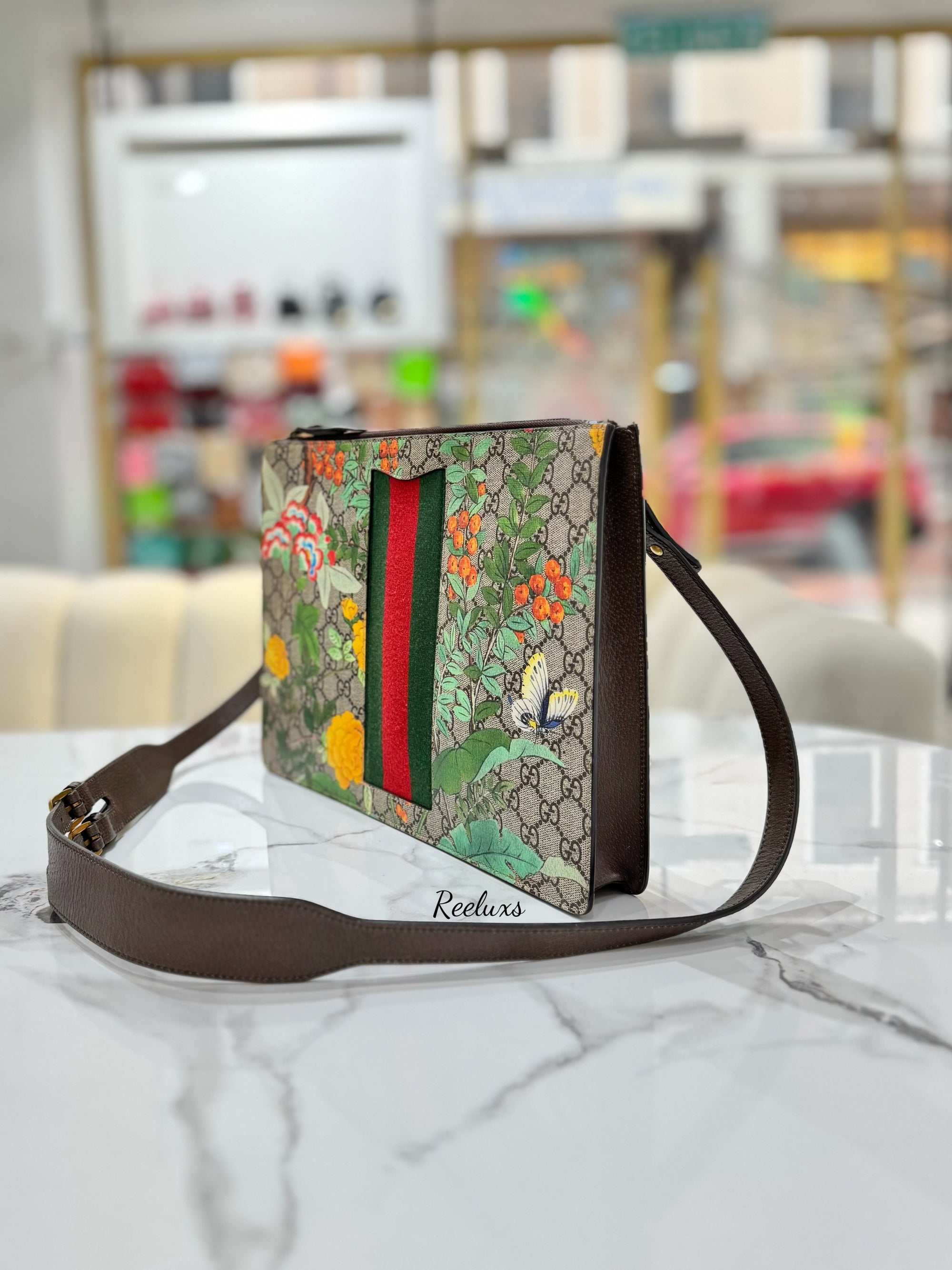 GUCCI Multicolor Tian GG Supreme Canvas and Leather Messenger Bag