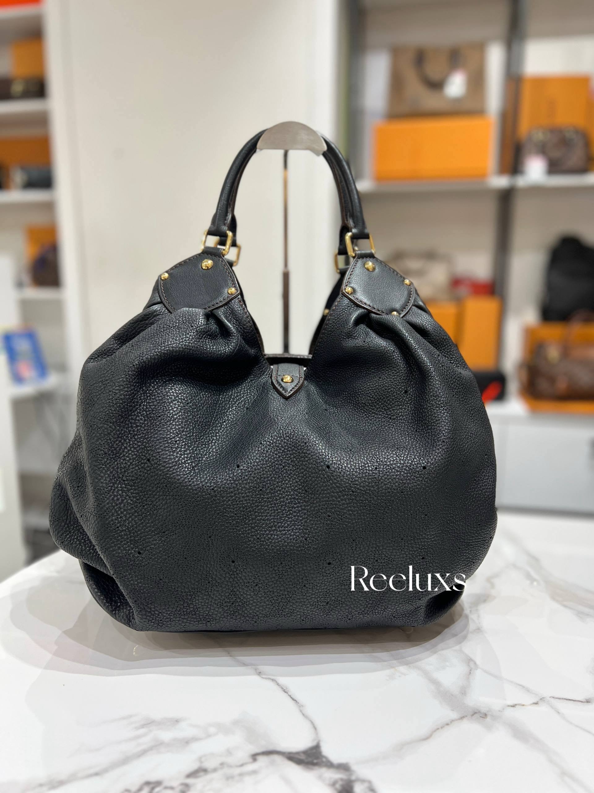 LOUIS VUITTON LV Mahina Black Leather Tote Handbag