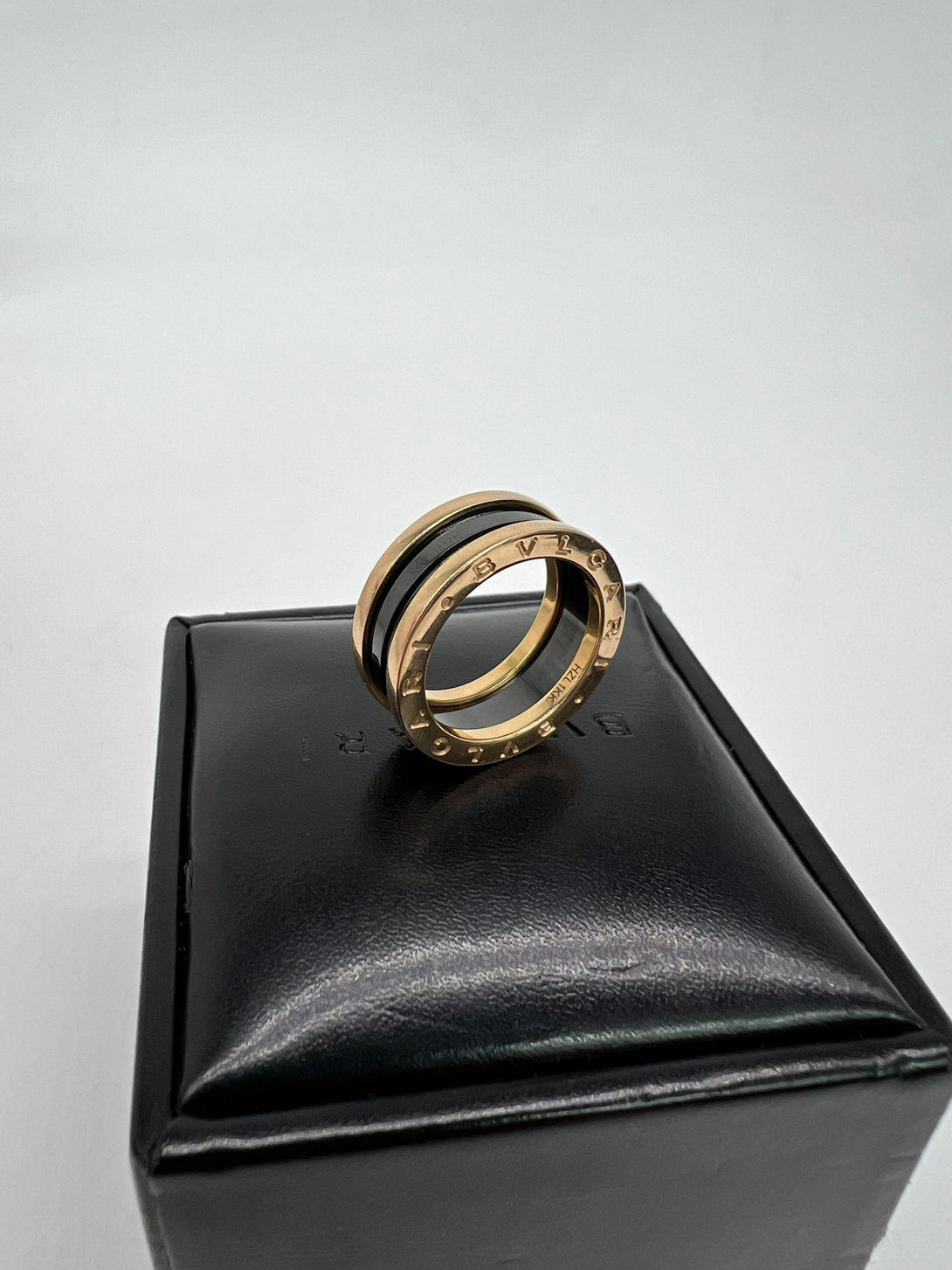 BVLGARI B.Zero1 Black Ceramic 18k Rose Gold Band Ring Size 55 - Reeluxs 