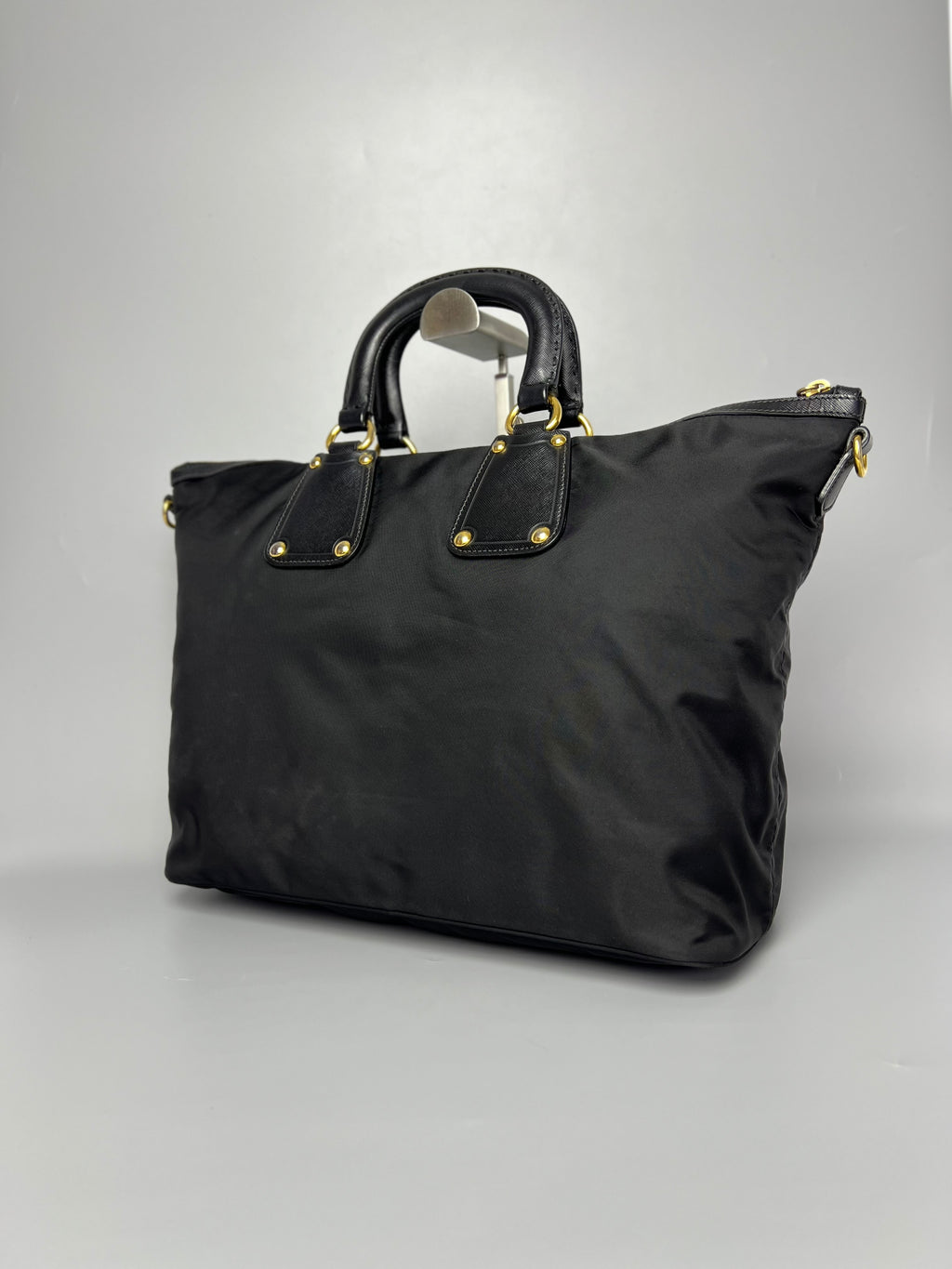 PRADA Black Tessuto Nylon Tote Bag