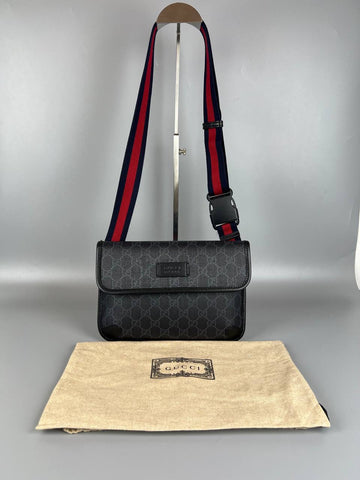 GUCCI Belt Bag In Black GG Superme Canvas