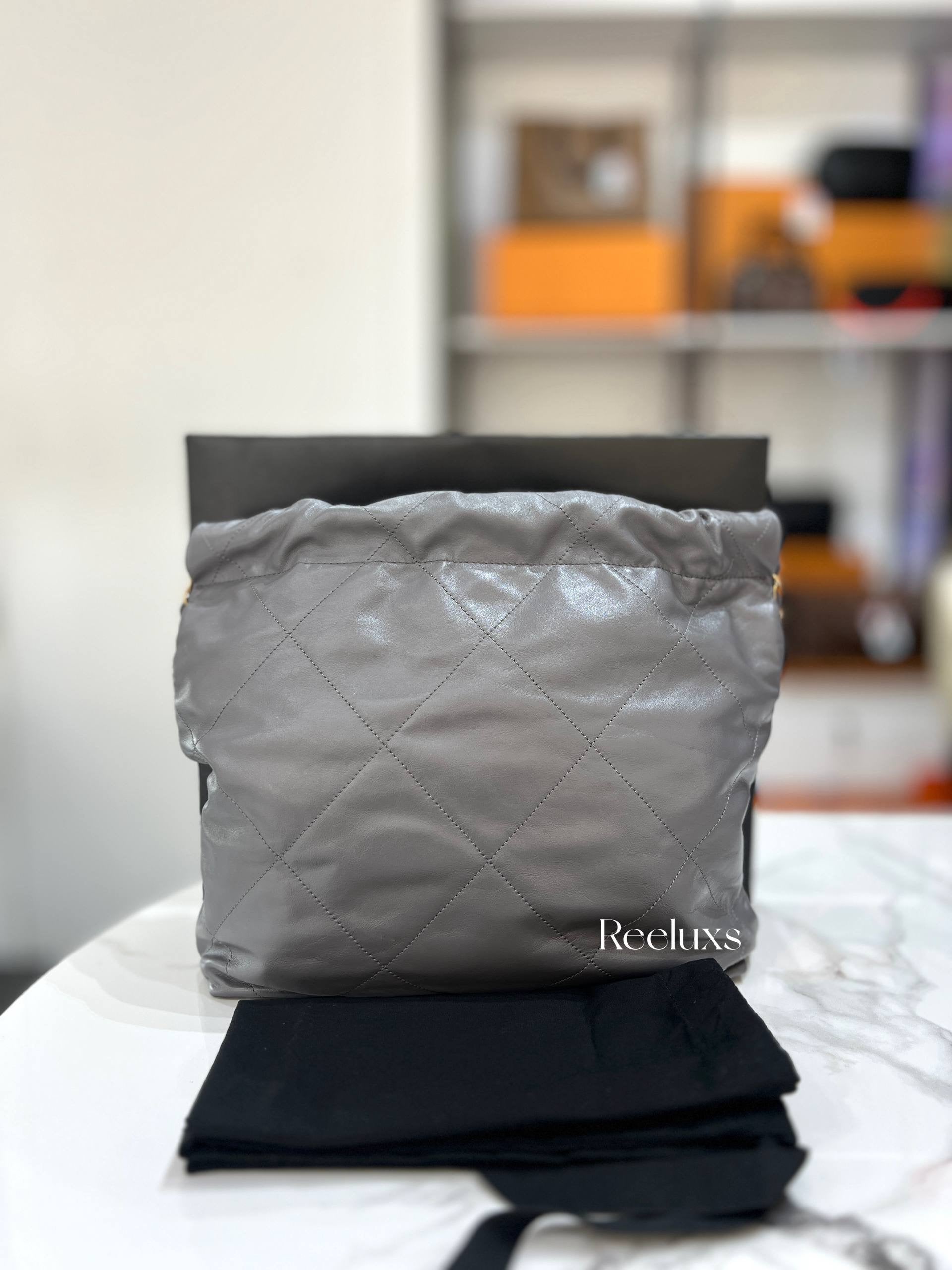 CHANEL 22 Microchip Small Tote Handbag In GHW