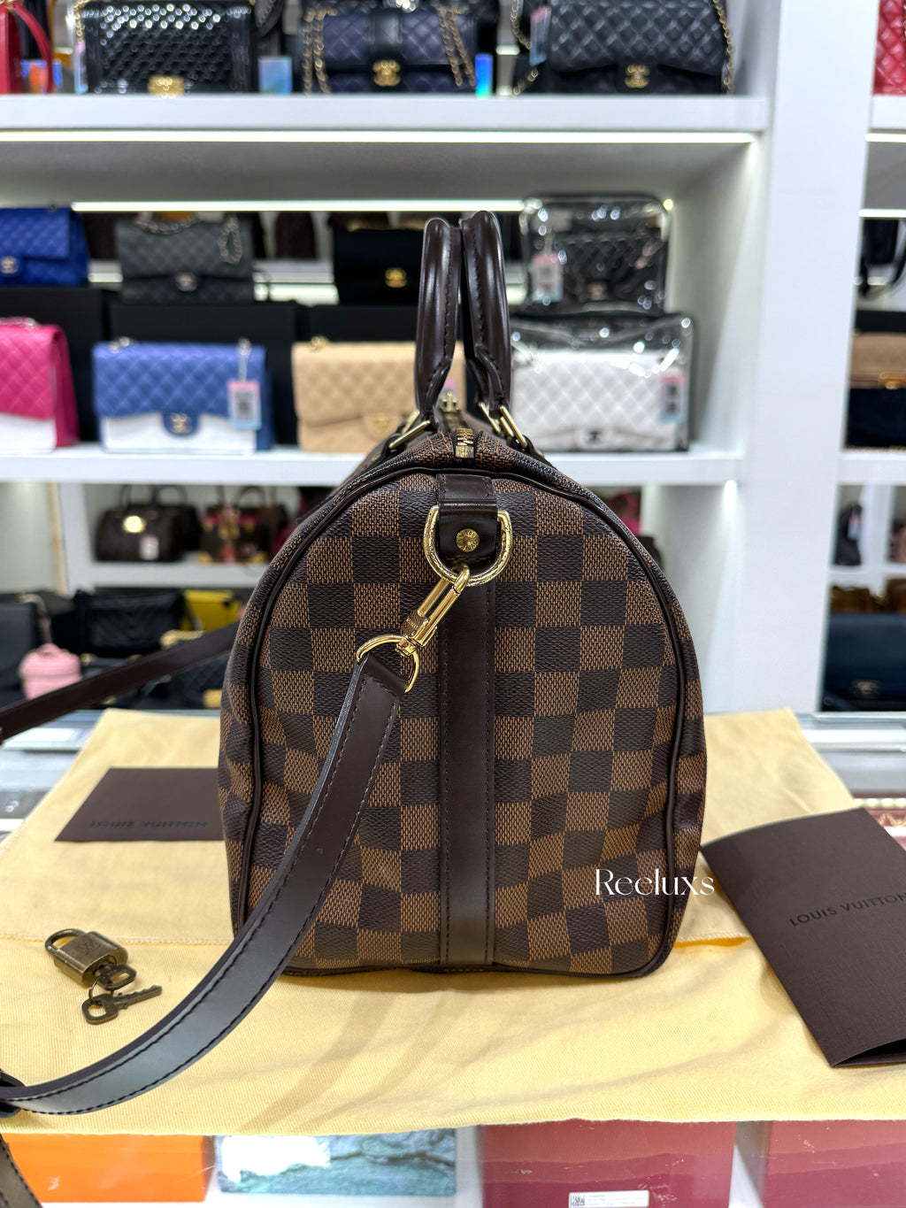 LOUIS VUITTON LV Speedy 30 Damier Ebene Canvas Handbag