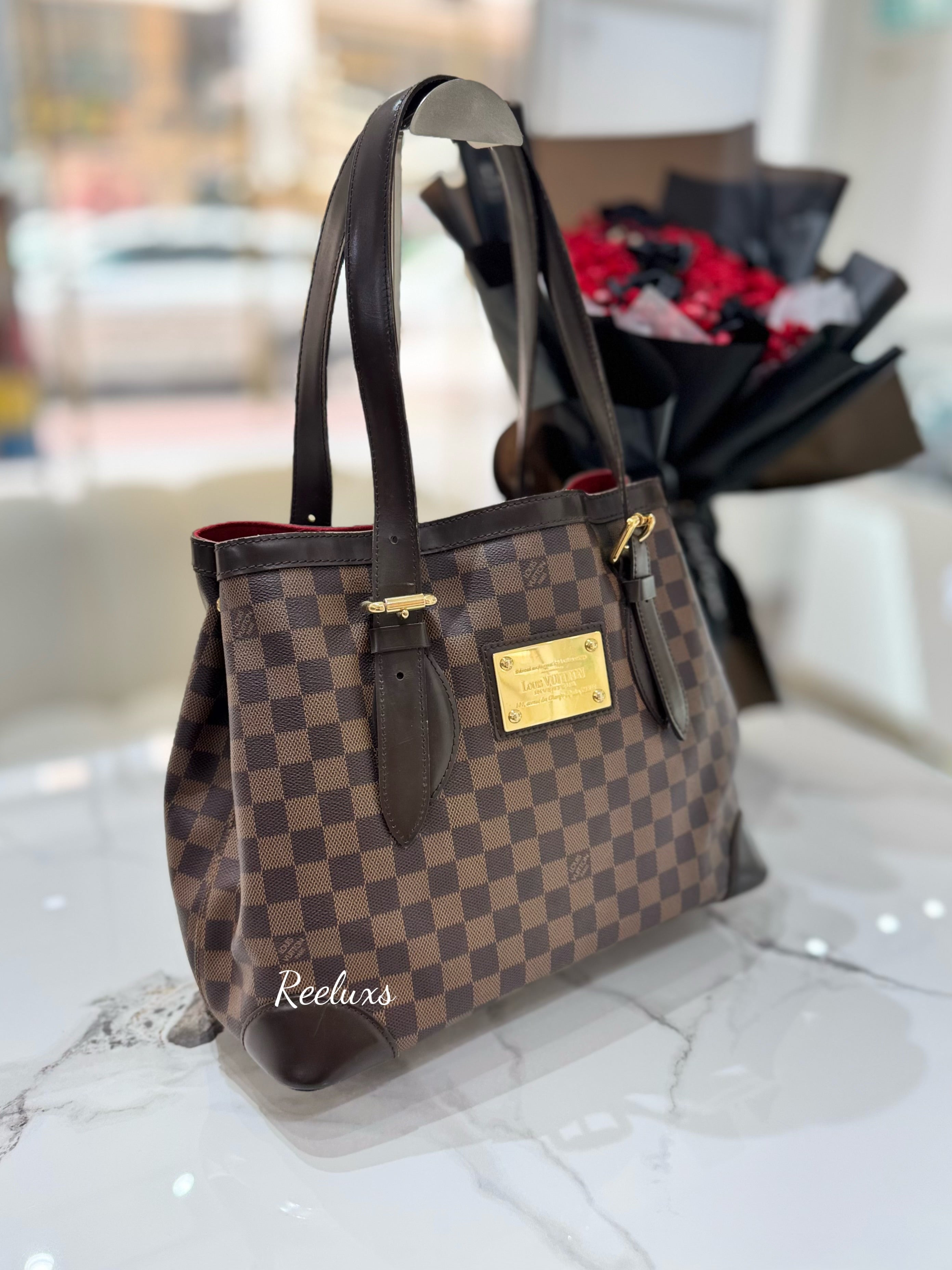 LOUIS VUITTON LV Damier Ebene Canvas Hampstead MM Shoulder Bag