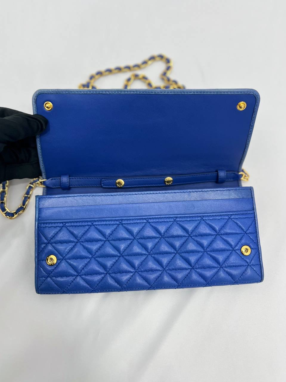 PRADA Mini Sling Bag In Blue Leather