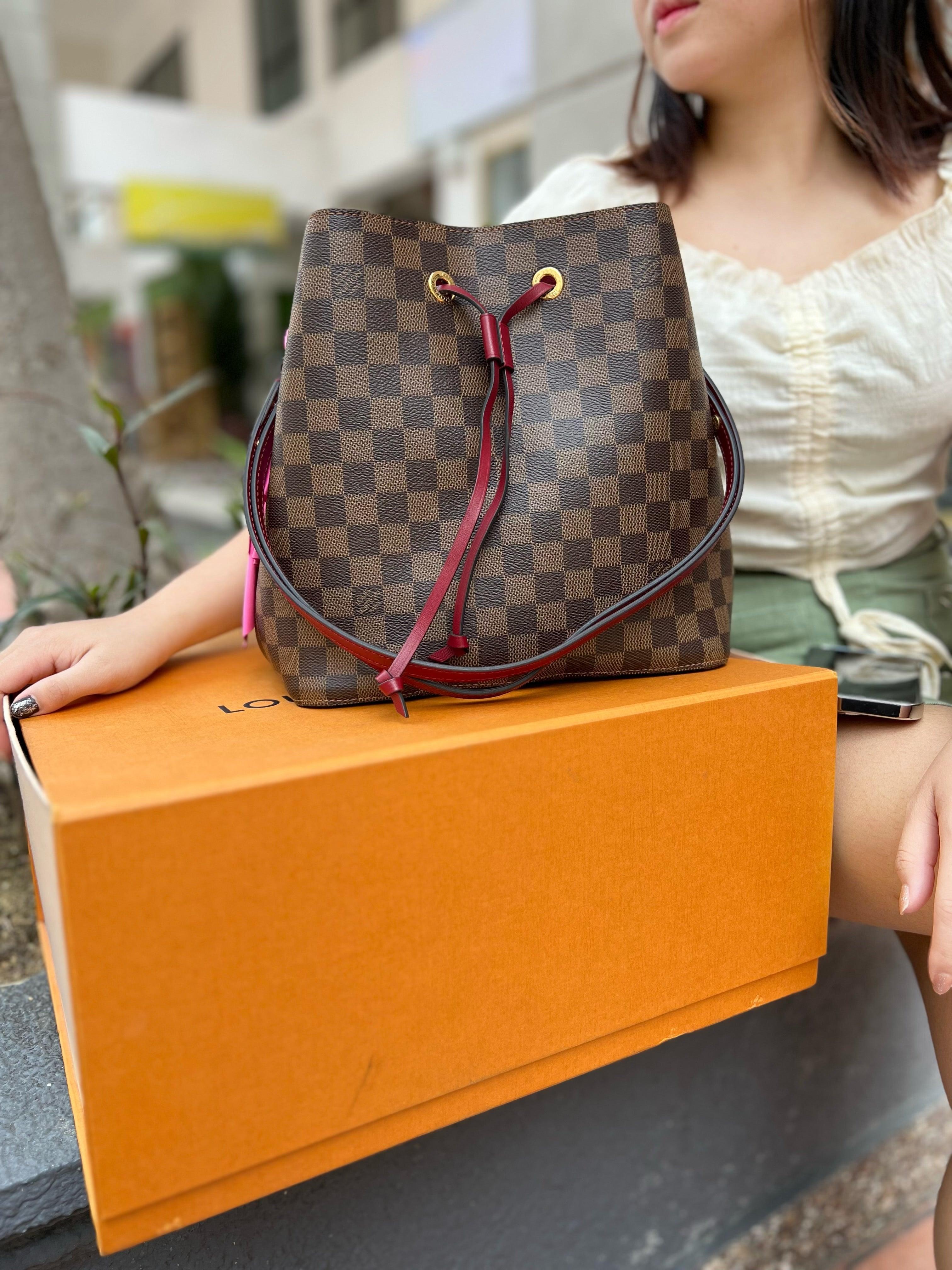 LOUIS VUITTON Damier Ebene Neonoe MM Brown and Red - Reeluxs 