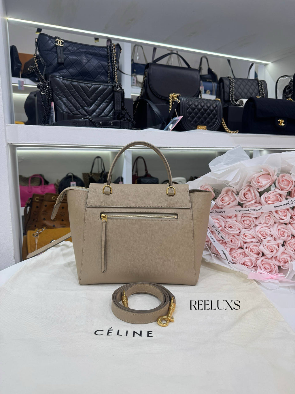 CELINE Belt Bag Micro Calf Light Taupe Hand Bag