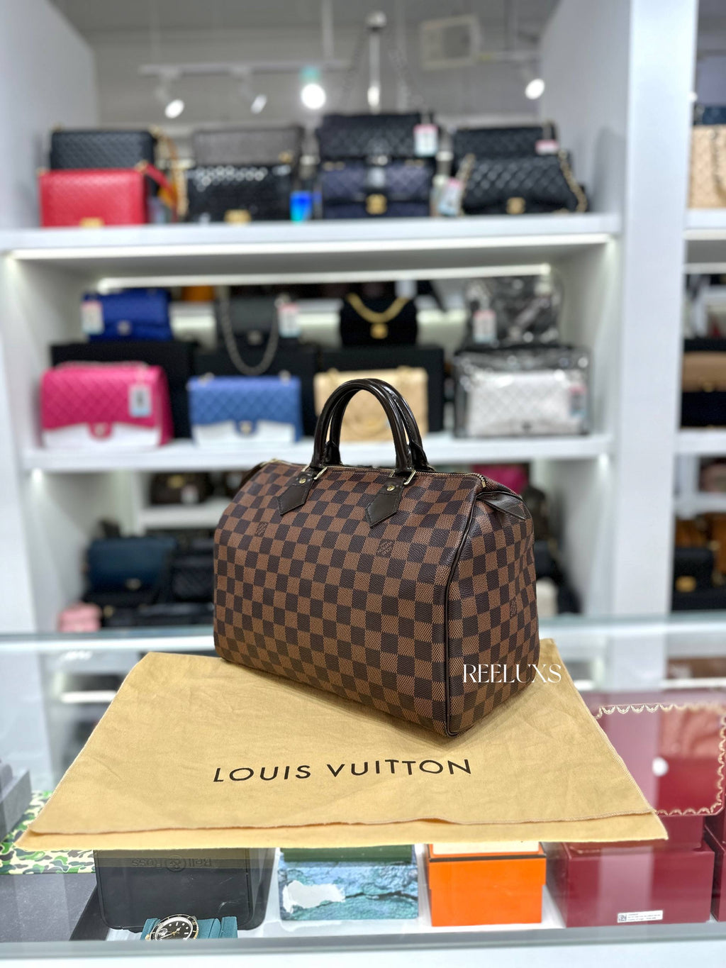 LOUIS VUITTON Damier Ebene Speedy 30 Handbag