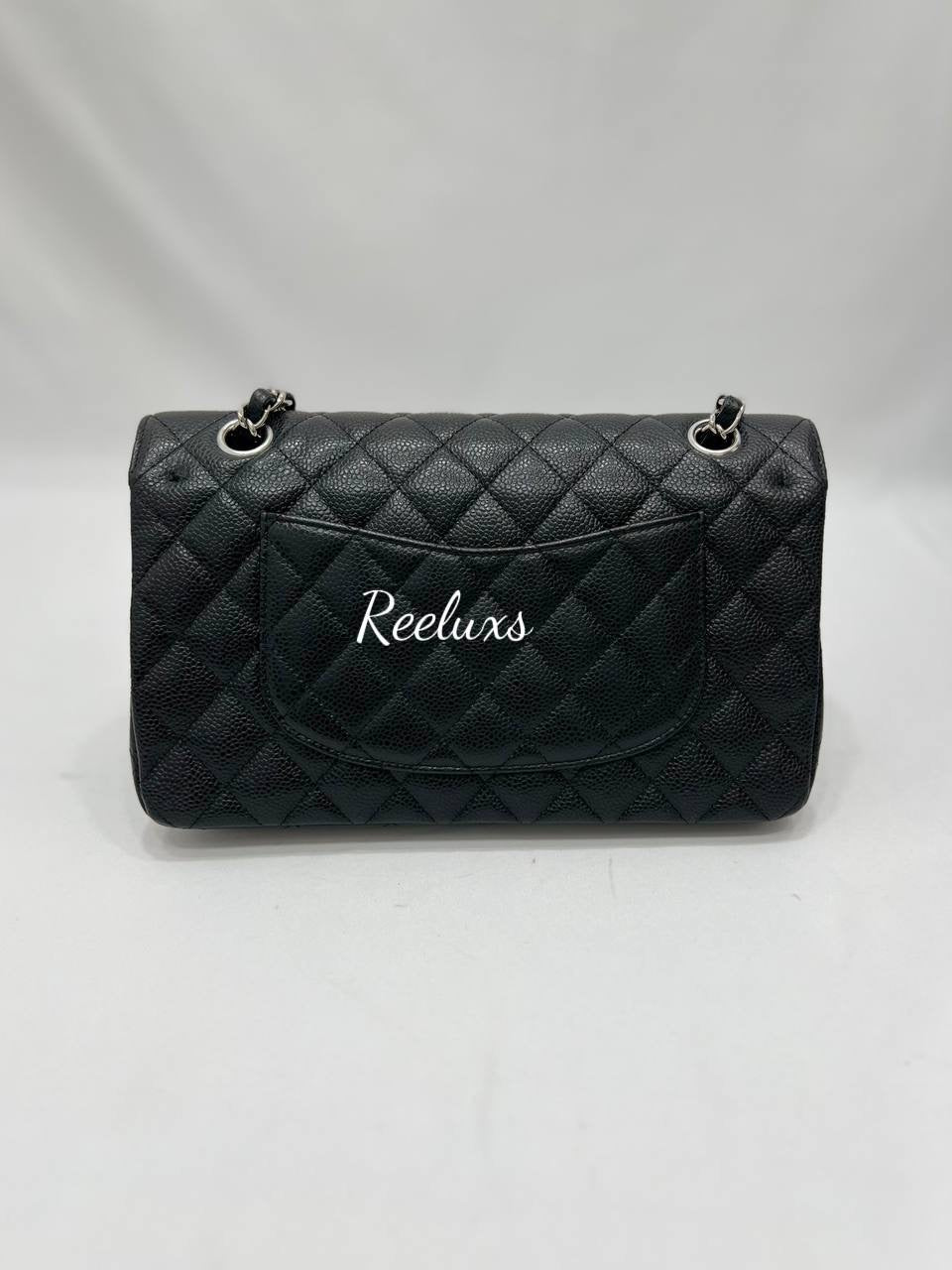 CHANEL Medium 25cm Classical Double Flap Caviar Black SHW