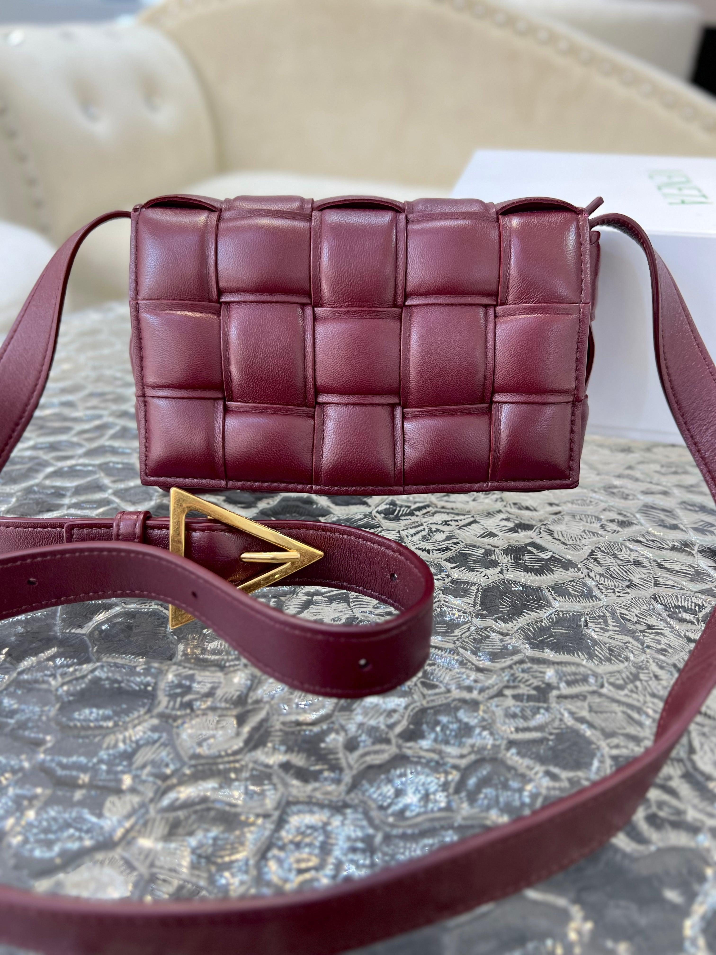 BOTTEGA VENETA Small Burgundy Padded Cassette Crossbody Bag For Lady - Reeluxs 