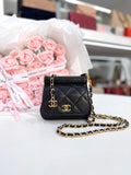 CHANEL Mini Caviar Bar Clutch On Chain