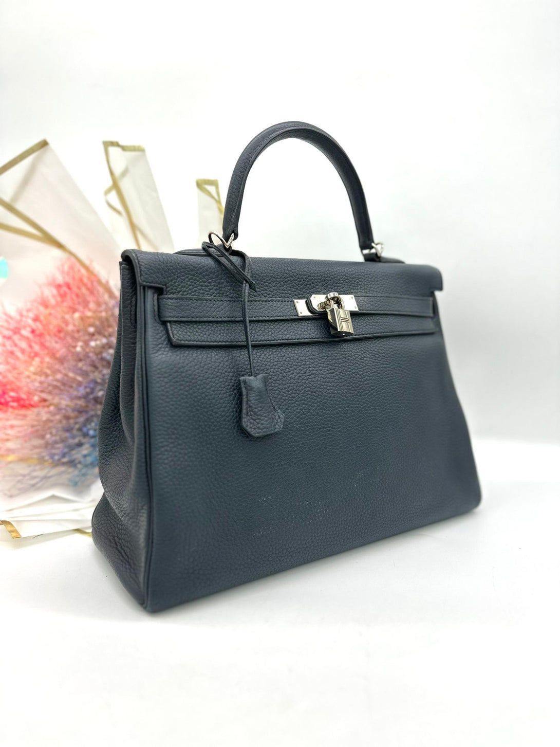 HERMES Kelly 35cm 2Way Use Blue Nuit Togo Leather - Reeluxs 