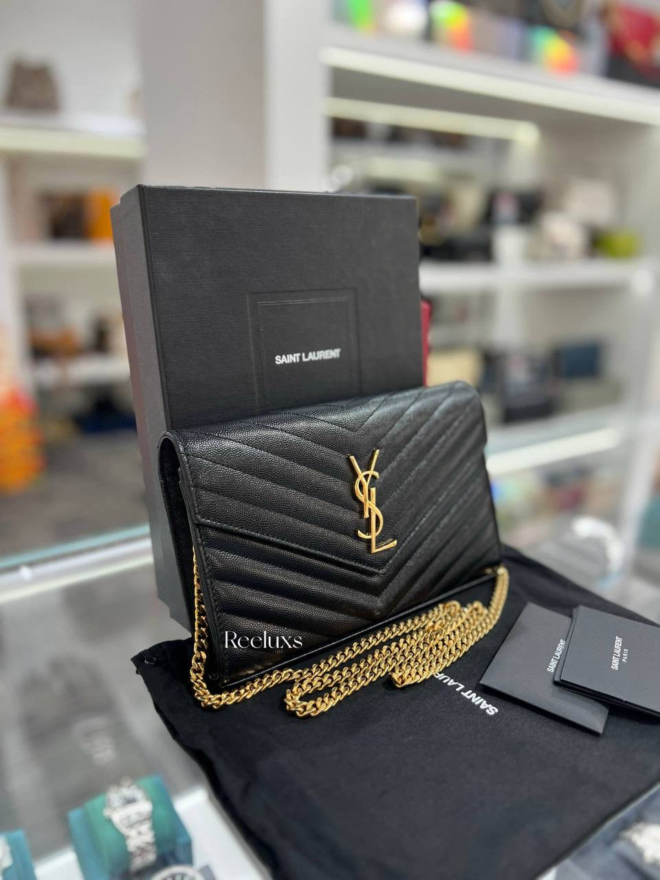 Saint Laurent Cassandre Envelope Chain Wallet