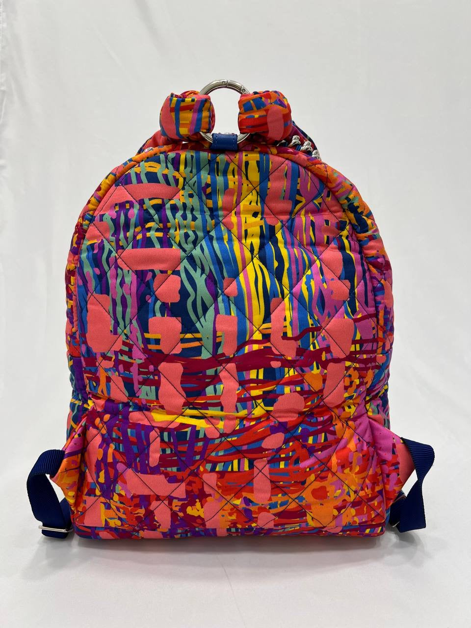 CHANEL Multicolor Quilted Fabric Foulard Backpack