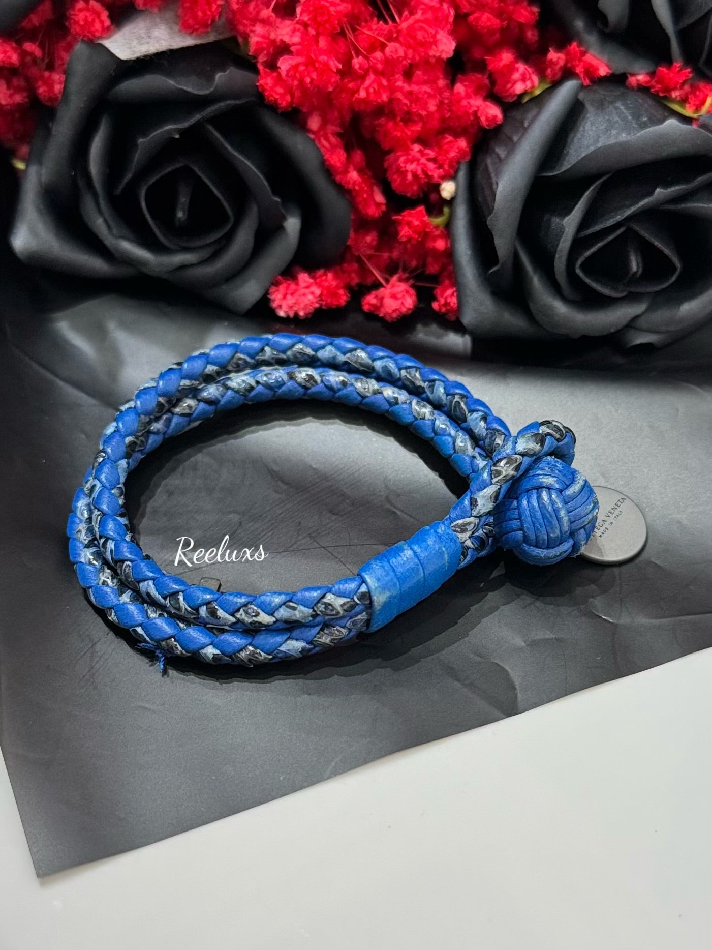 BOTTEGA VENETA  Intrecciato Bracelet Leather Blue