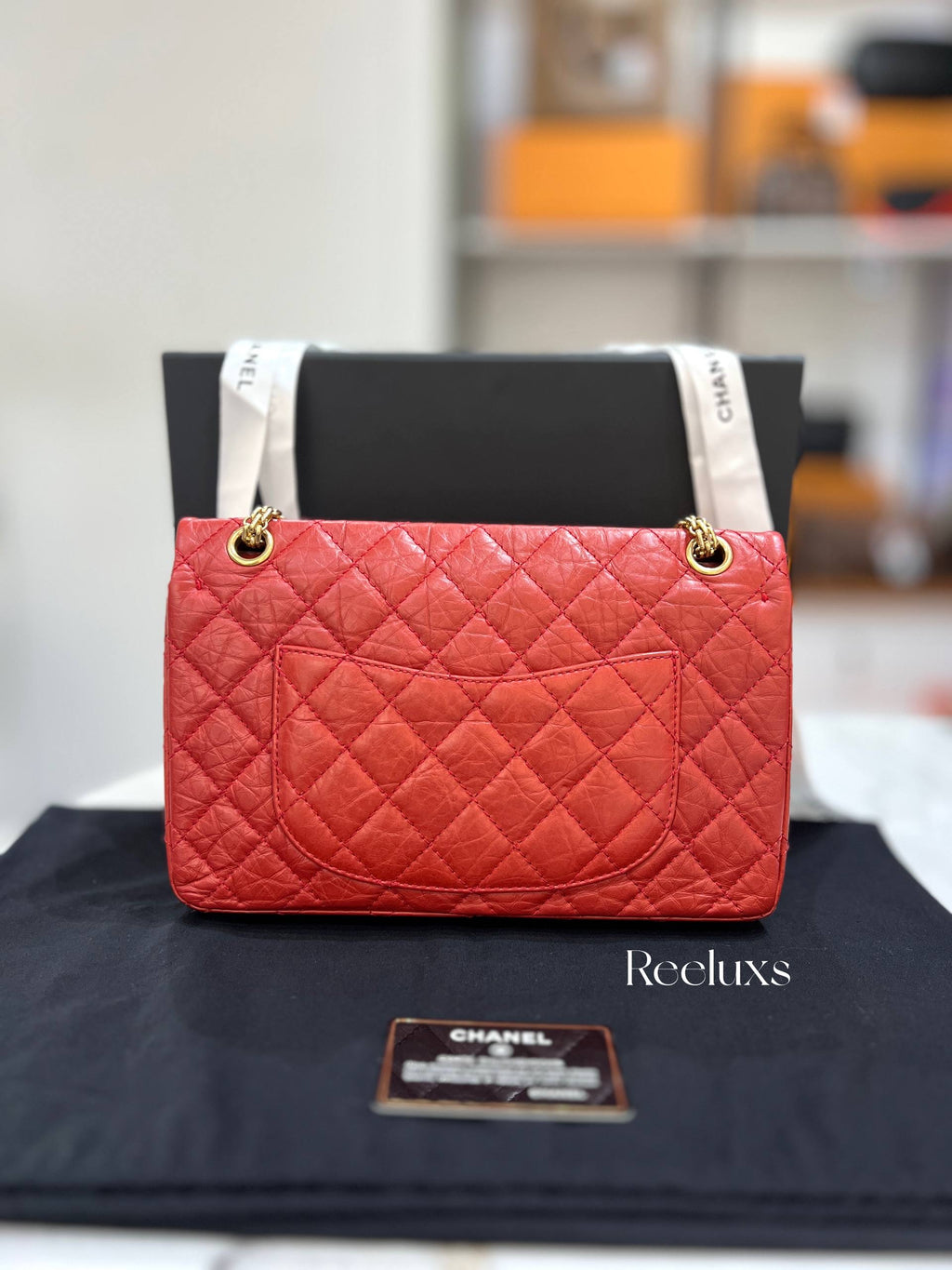 CHANEL Red Quilted Aged Leather Reissue 2.55 Classic Flap Bag GHW