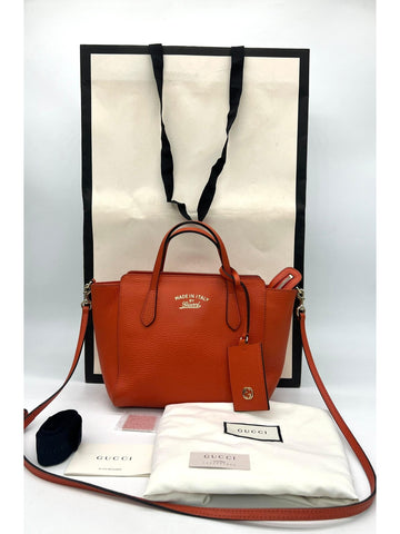 GUCCI Calfskin Orange Swing Tote - Reeluxs 