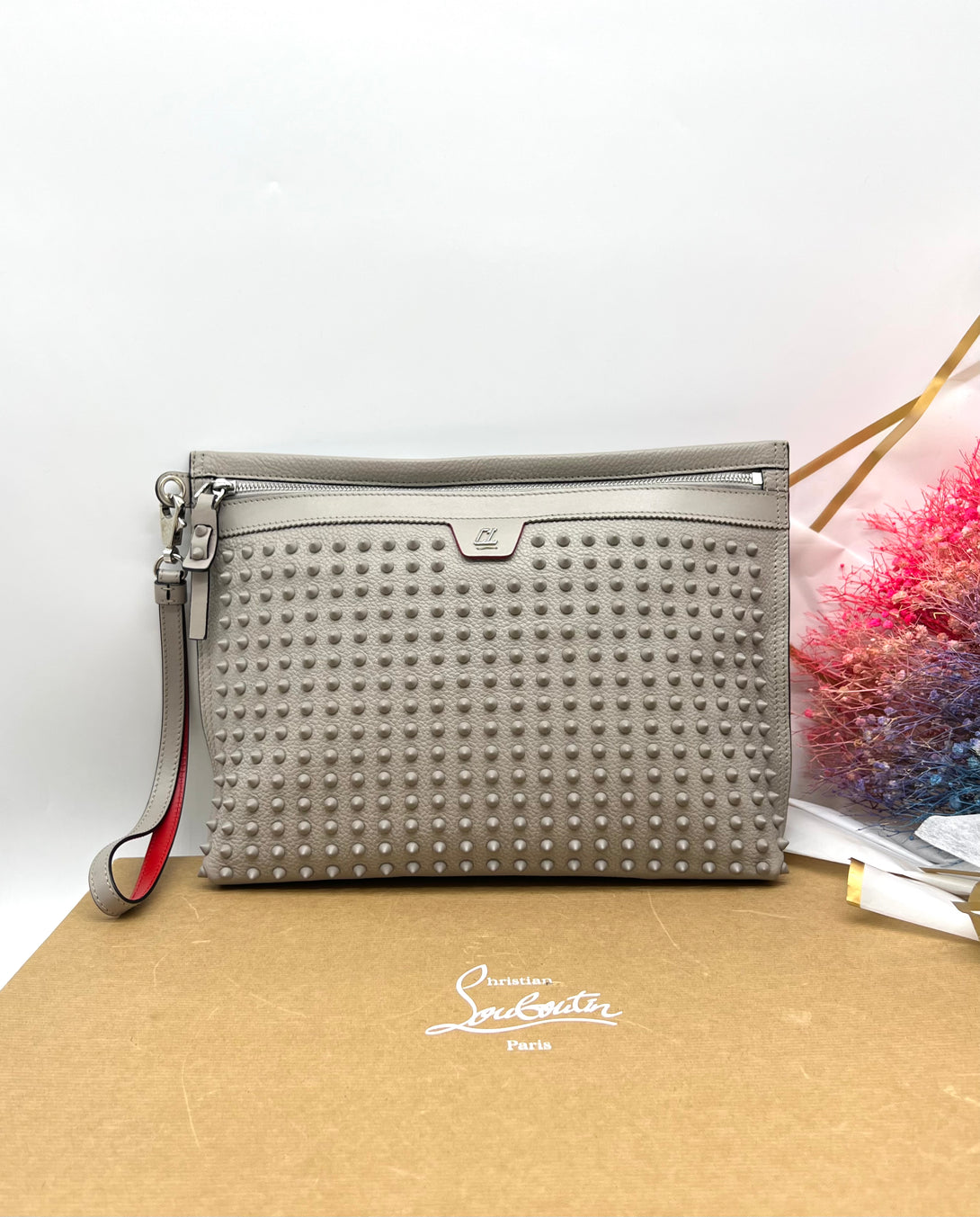 CHRISTIAN LOUBOUTIN Citypouch Spiked Leather Wristlet - Reeluxs 