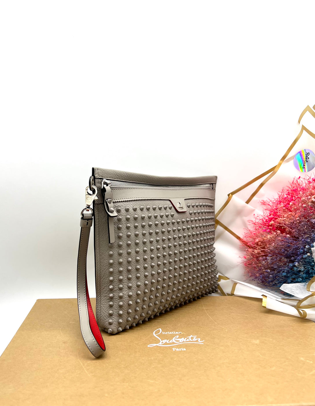 CHRISTIAN LOUBOUTIN Citypouch Spiked Leather Wristlet - Reeluxs 