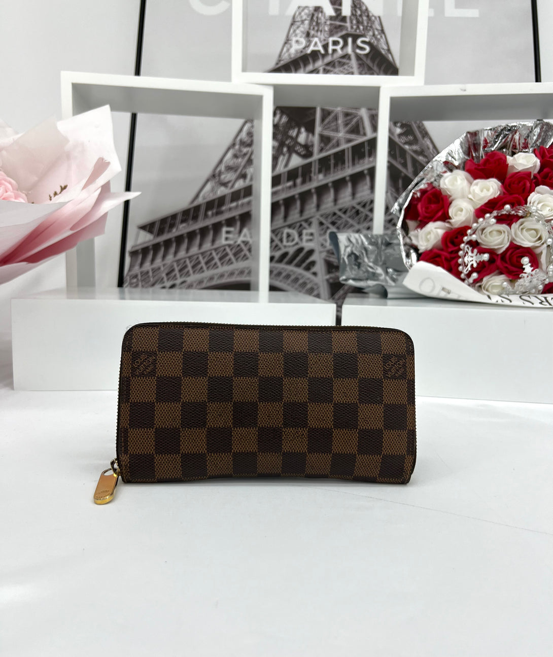 LOUIS VUITTON Damier Ebene Porte Monnaie Zip Long Wallet - Reeluxs 