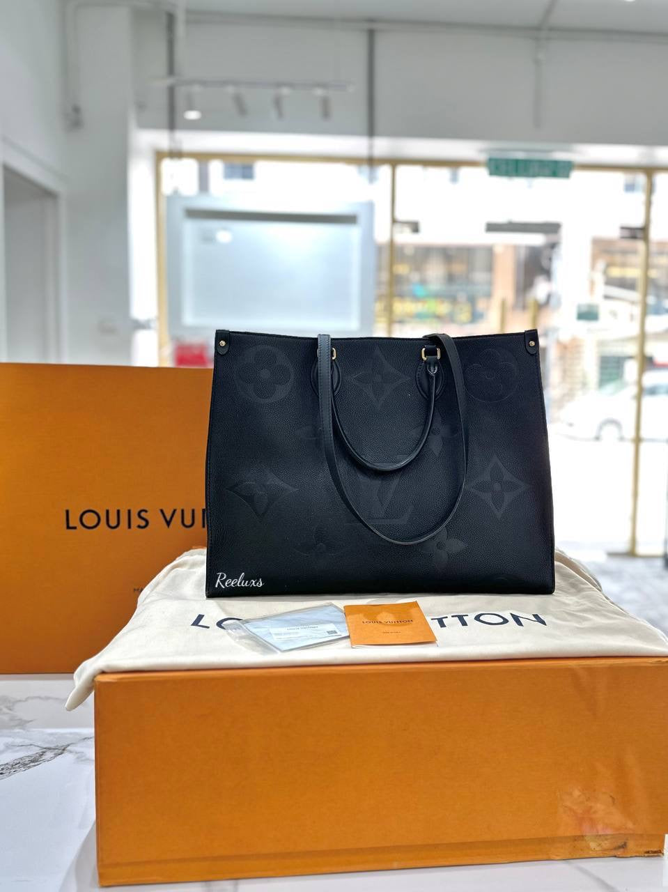 FULL SET LOUIS VUITTON LV On The Go OTG GM Monogram Empreinte Leather Tote Bag