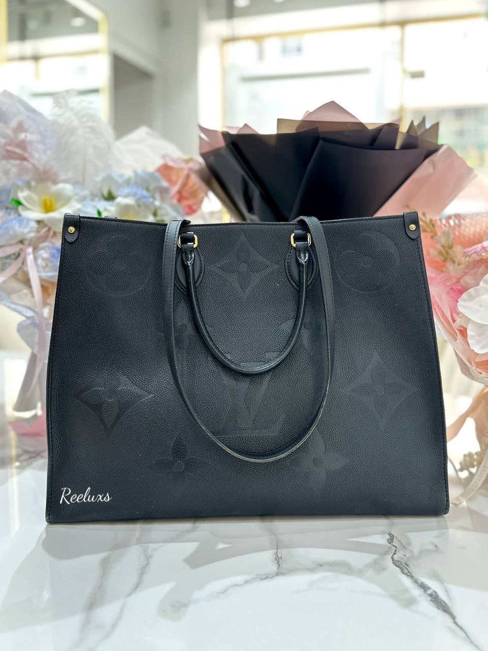 FULL SET LOUIS VUITTON LV On The Go OTG GM Monogram Empreinte Leather Tote Bag