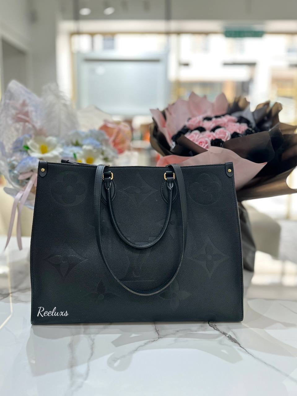 FULL SET LOUIS VUITTON LV On The Go OTG GM Monogram Empreinte Leather Tote Bag