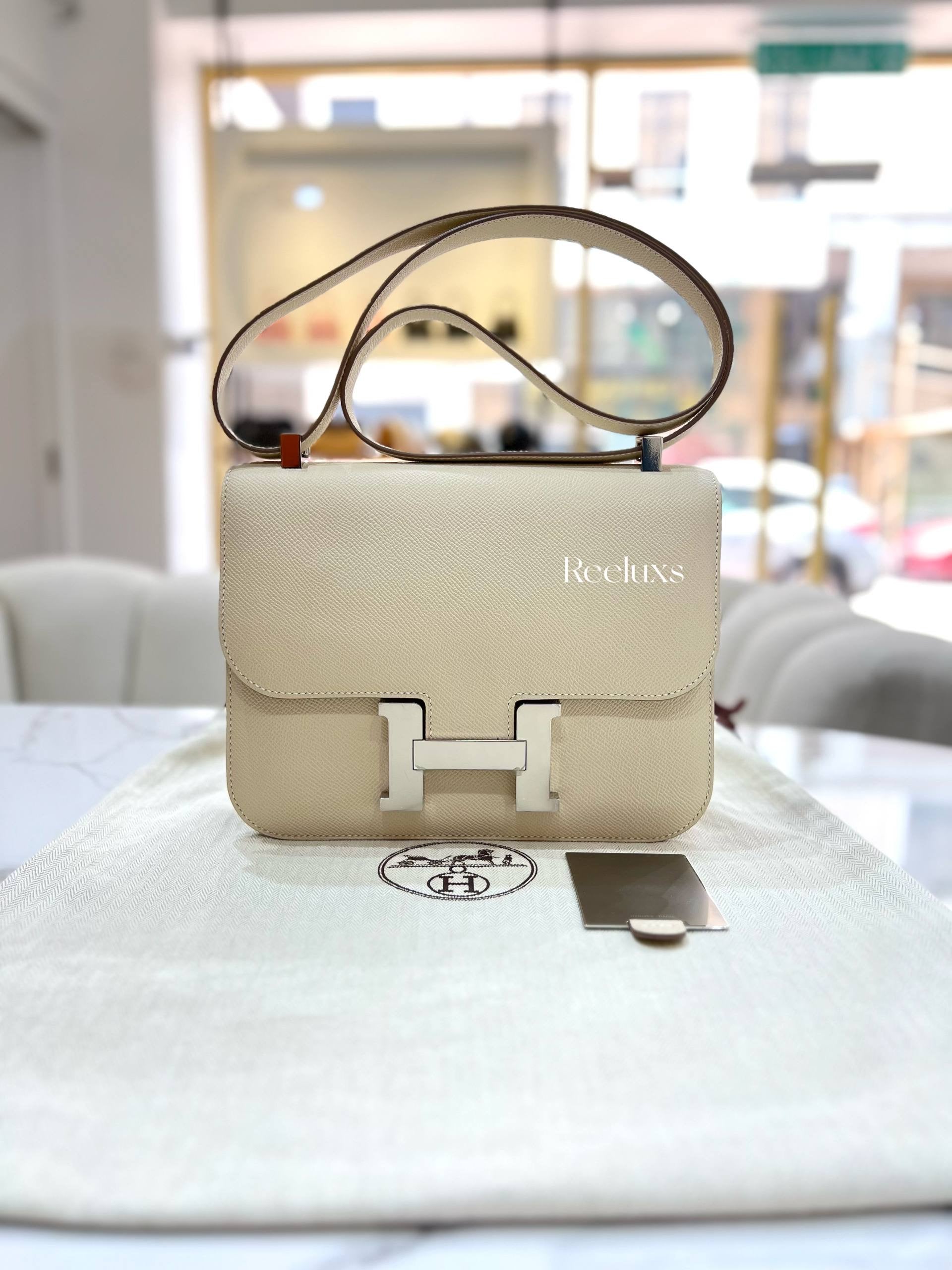 HERMES Constance 23 Craie Epsom Palladium Hardware ShoulderBag