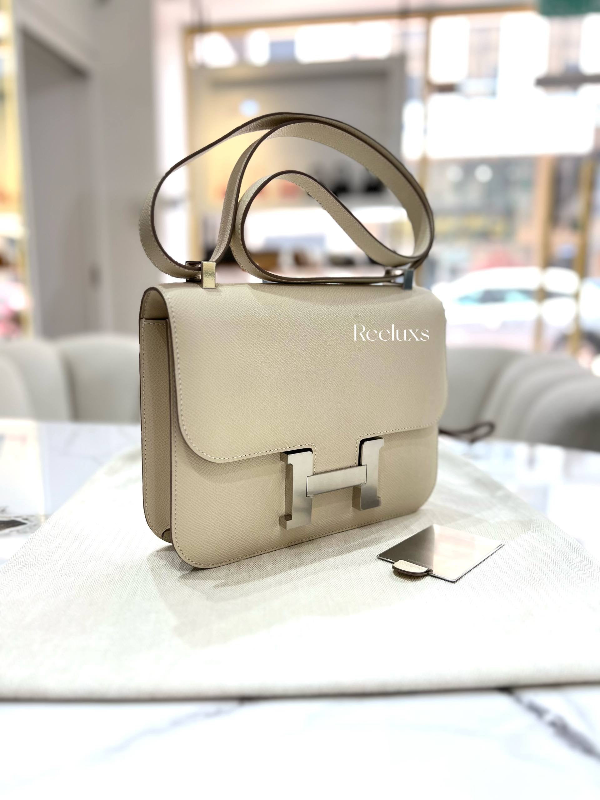 HERMES Constance 23 Craie Epsom Palladium Hardware ShoulderBag