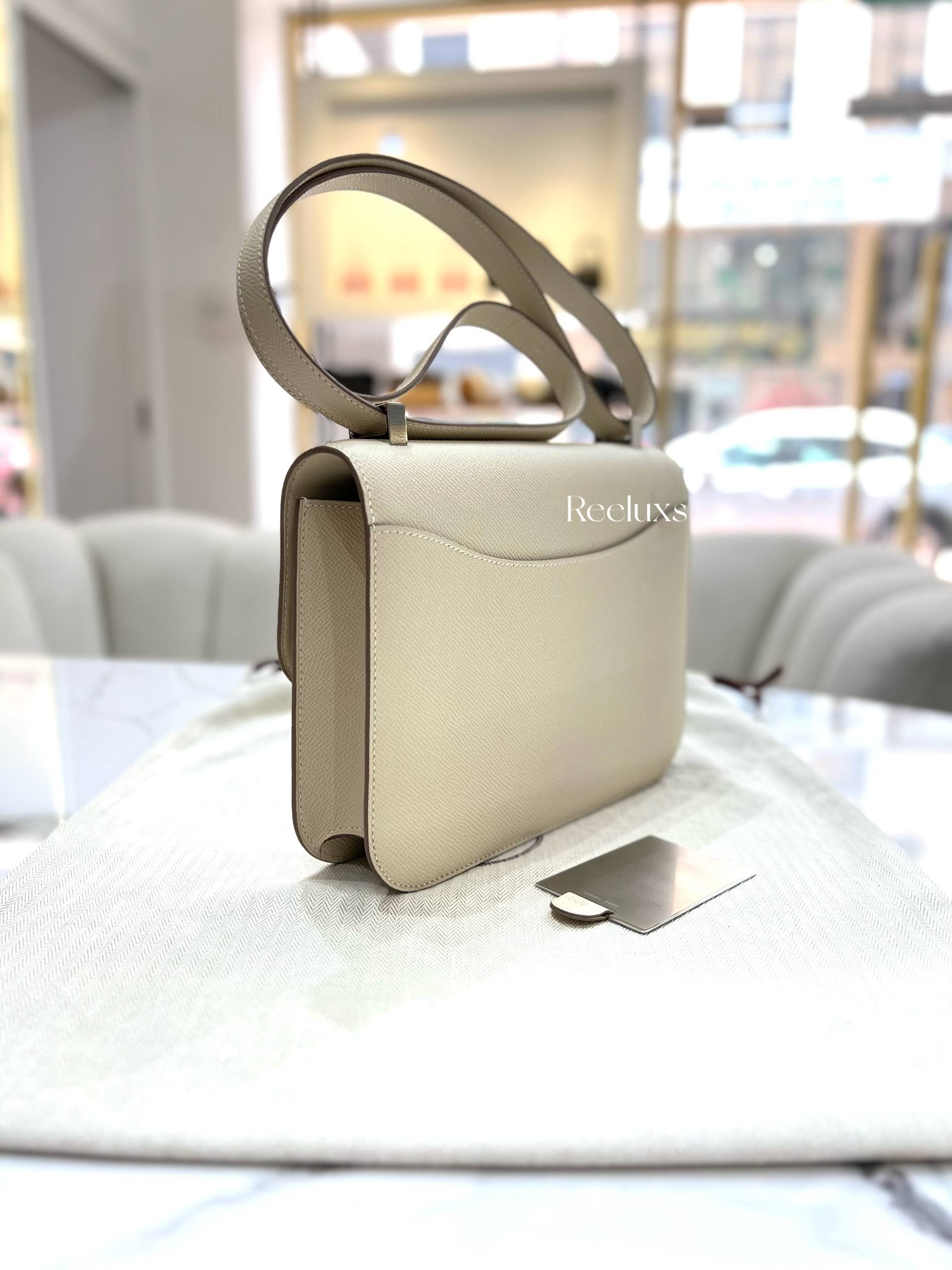 HERMES Constance 23 Craie Epsom Palladium Hardware ShoulderBag