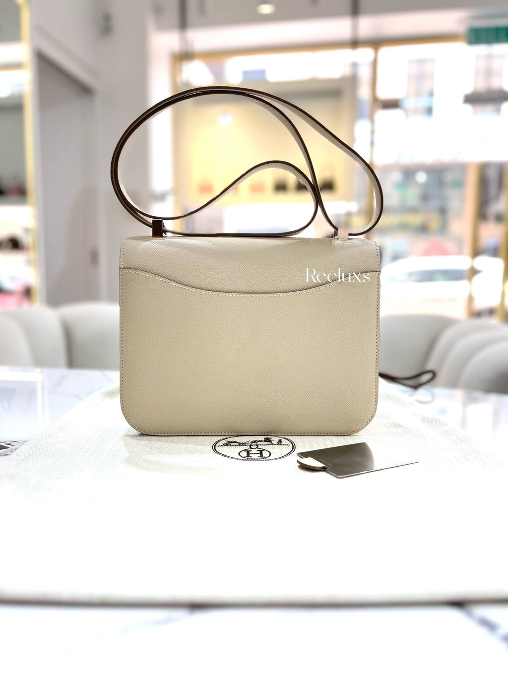 HERMES Constance 23 Craie Epsom Palladium Hardware ShoulderBag