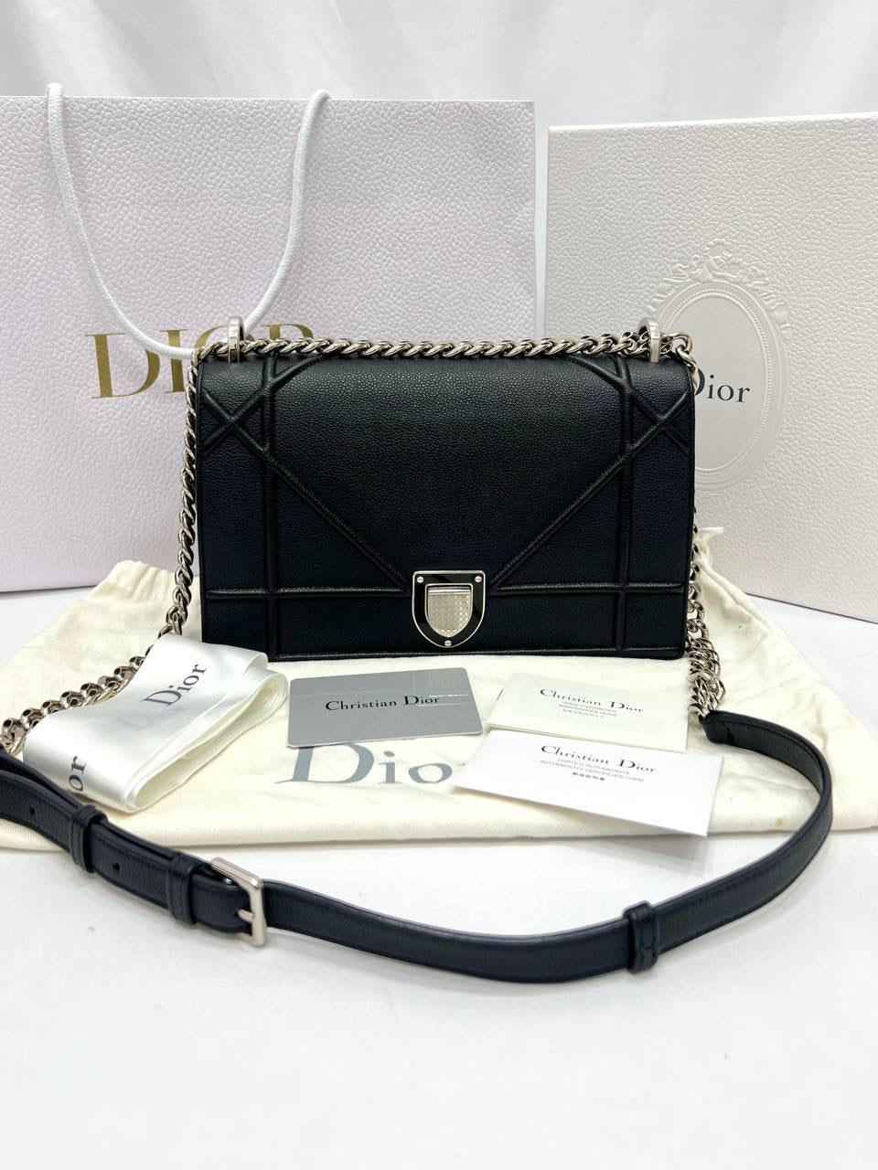 DIOR Black Leather Medium Diorama Slingbag