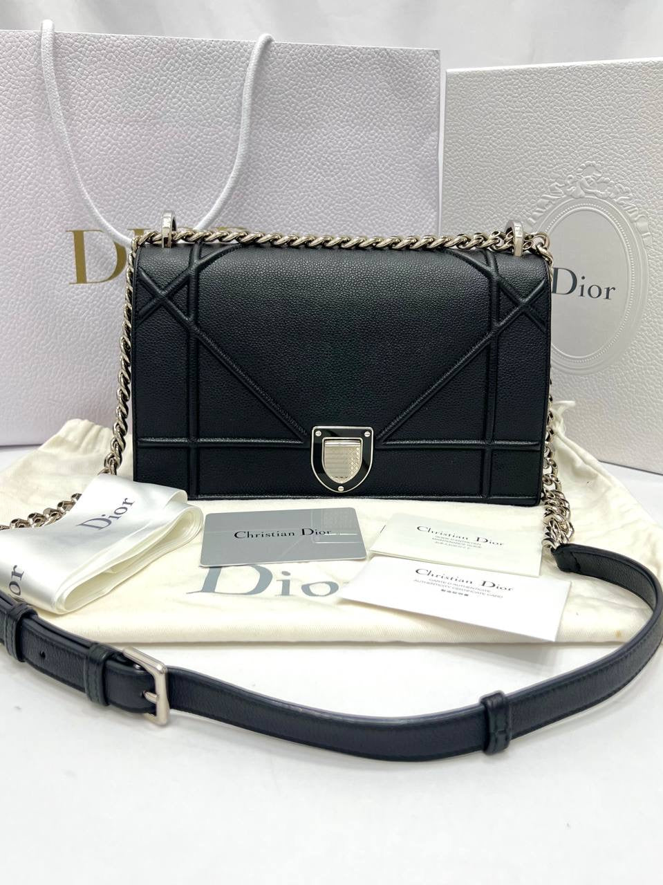 DIOR Black Leather Medium Diorama Slingbag