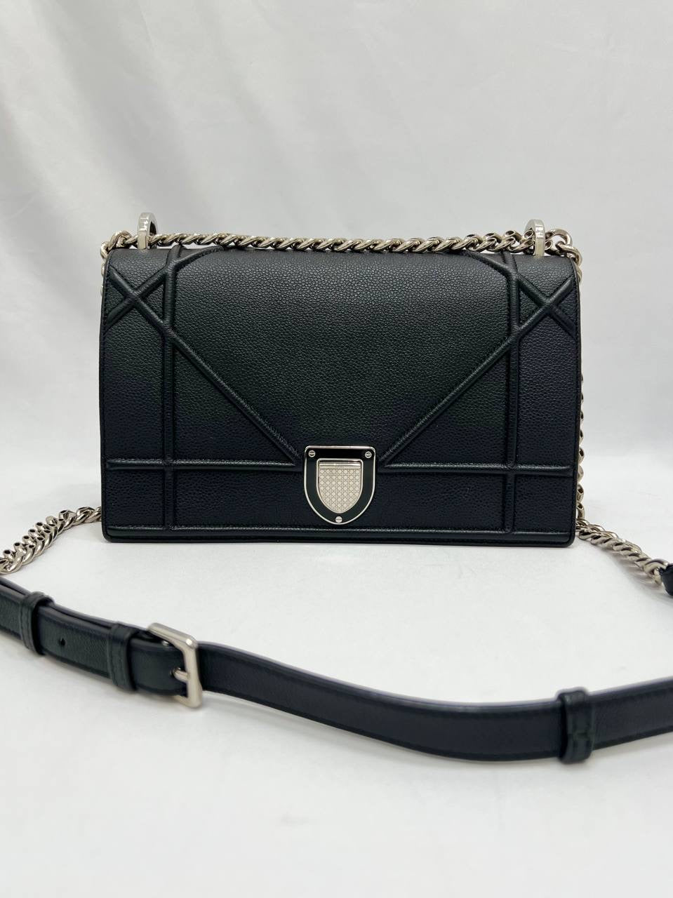 DIOR Black Leather Medium Diorama Slingbag