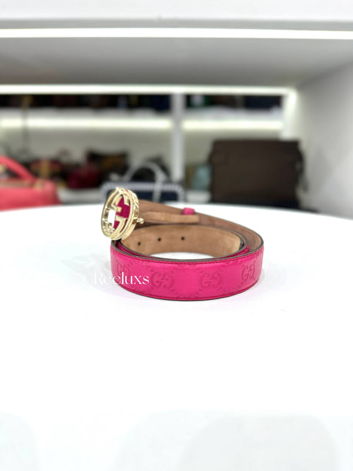 GUCCI Guccissima Leather Interlocking G Belt
