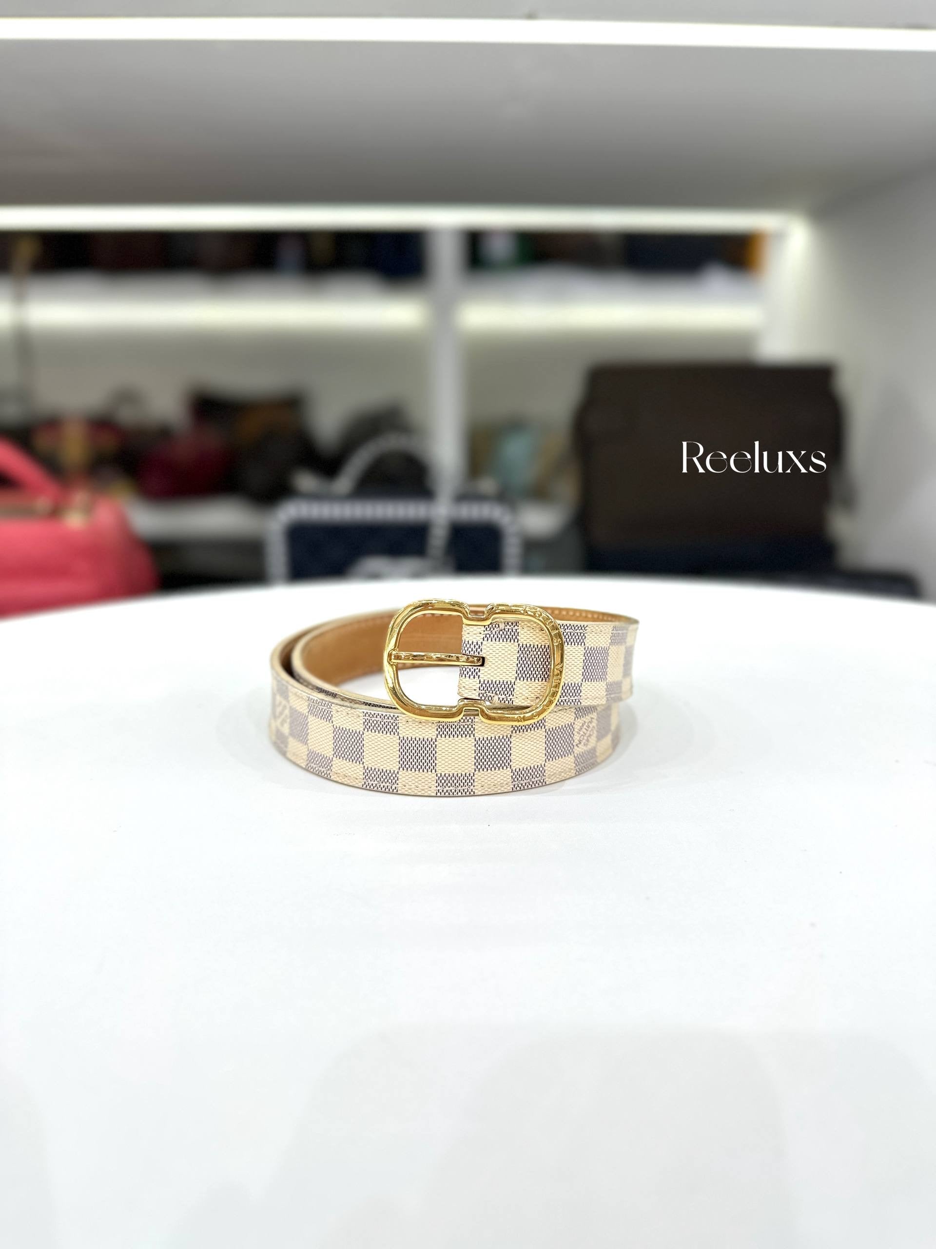 LOUIS VUITTON LV Damier Azur 25mm Mini Belt