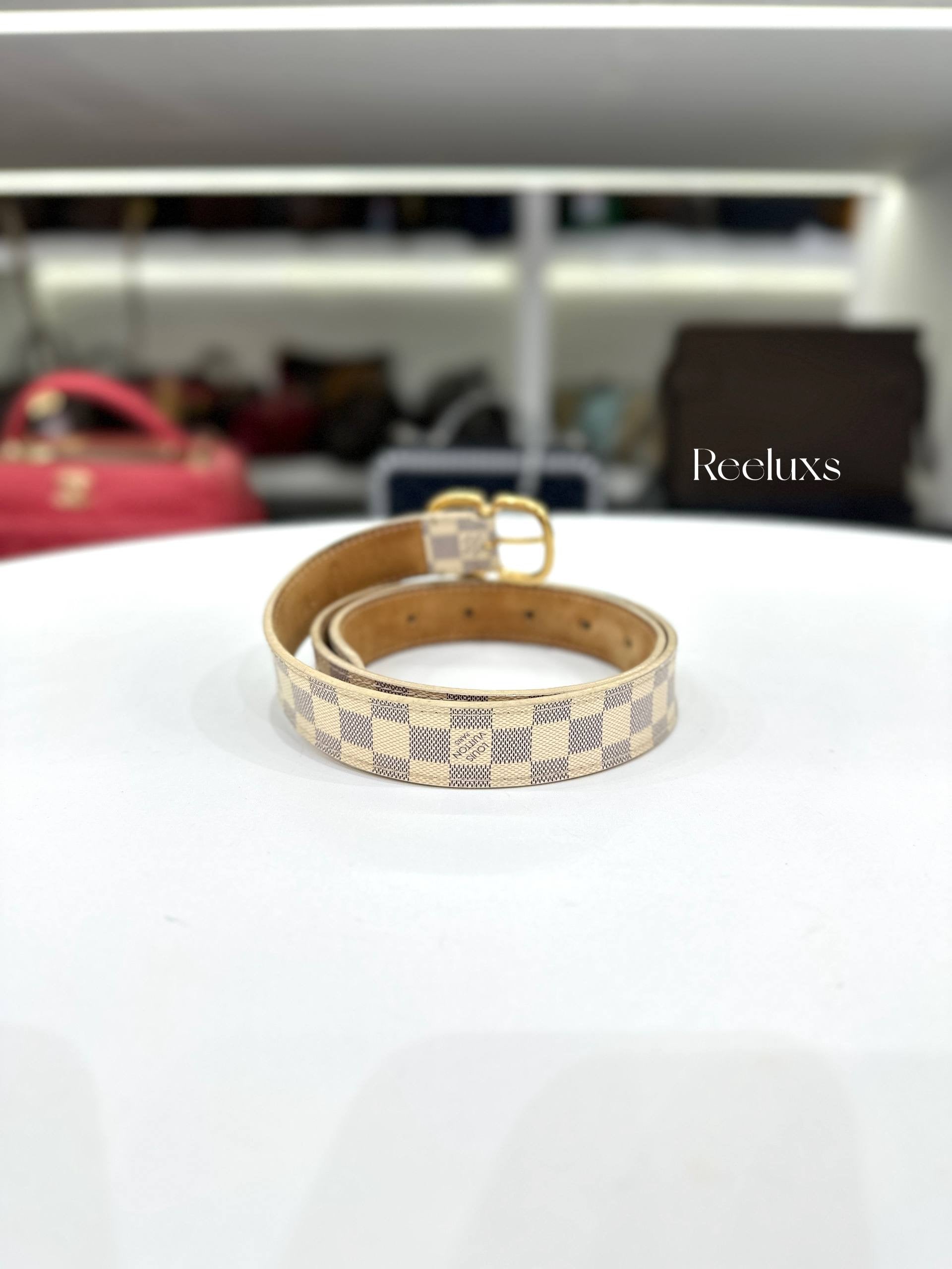 LOUIS VUITTON LV Damier Azur 25mm Mini Belt