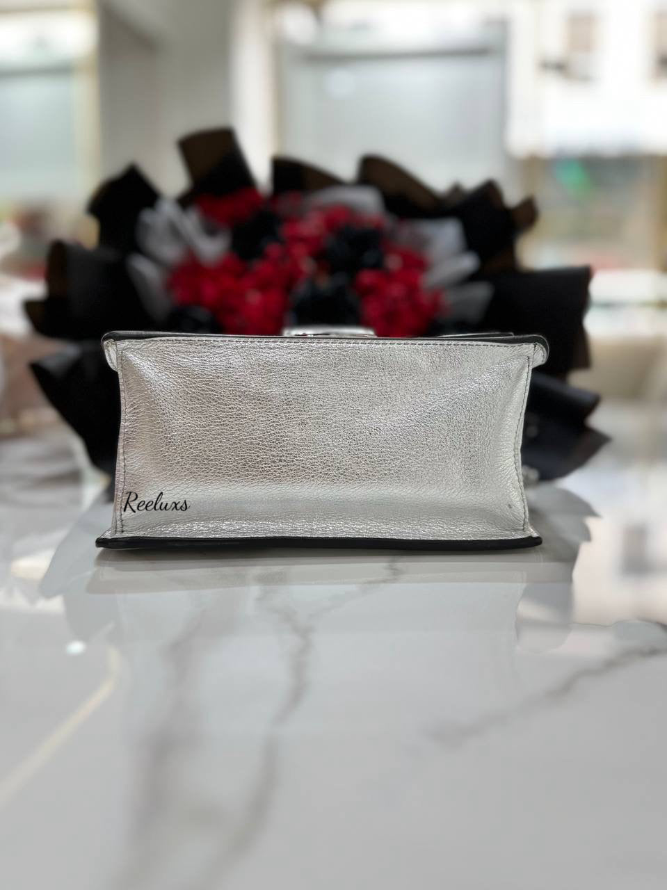FENDI Kan U Chain Sling Bag Silver Leather For Women Bag