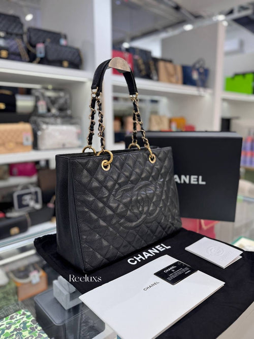 CHANEL Black Quilted Caviar Grand Shopping Tote(GST)