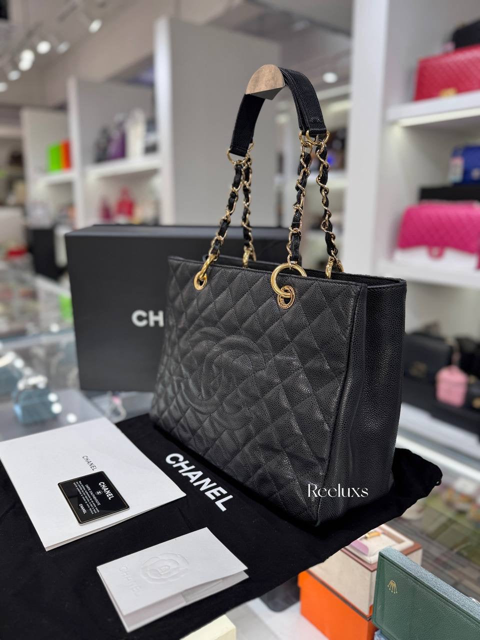 CHANEL Black Quilted Caviar Grand Shopping Tote(GST)