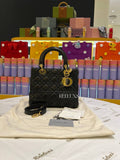 Medium LADY DIOR Black Leather Gold Hardware