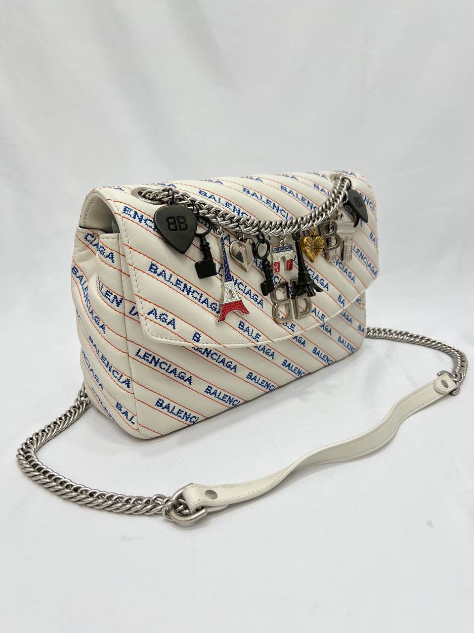 BALENCIAGA Lock Round  Scarf Leather Hand Bag