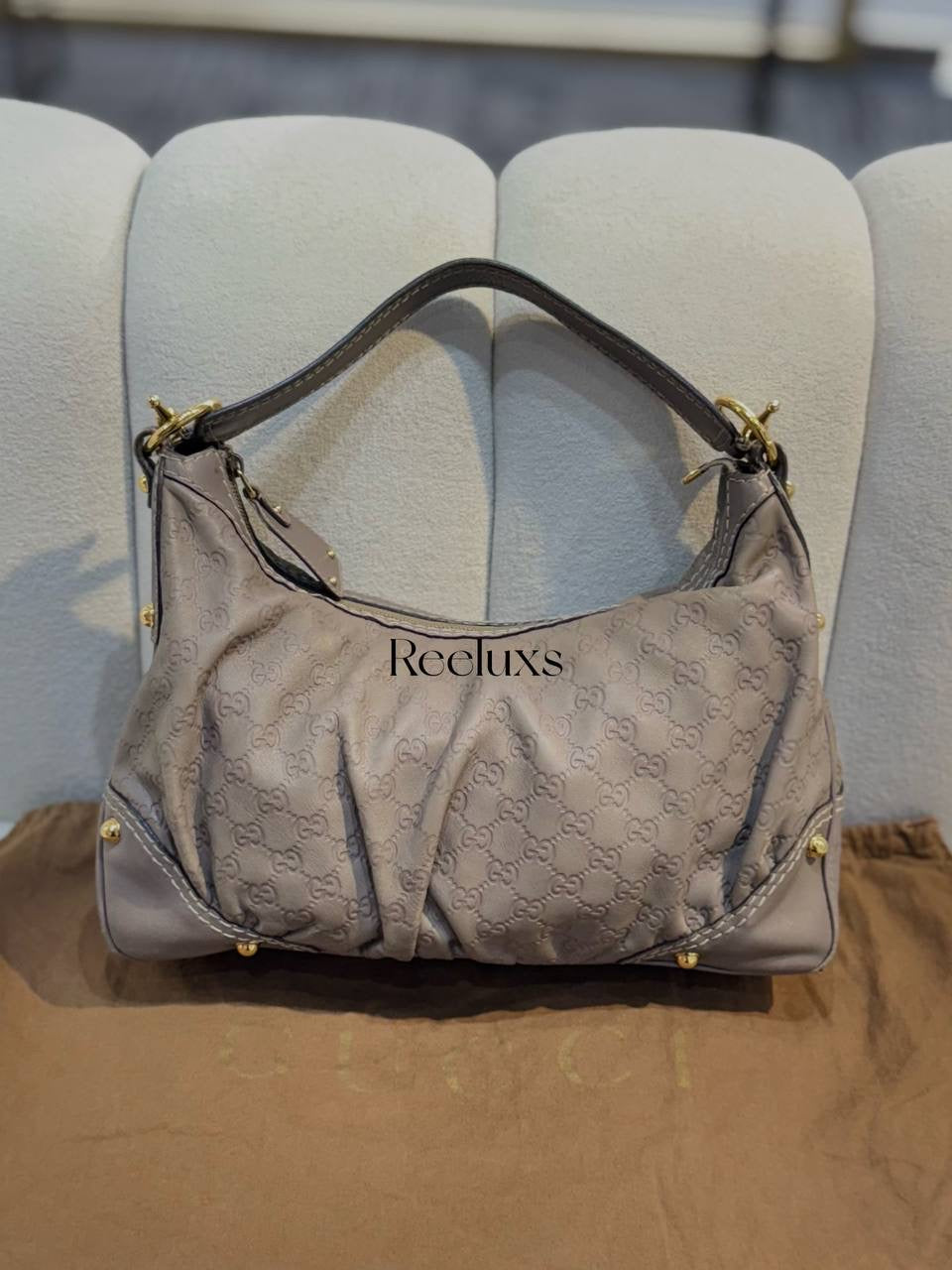 GUCCI Guccissima Leather Jockey Hobo Bag