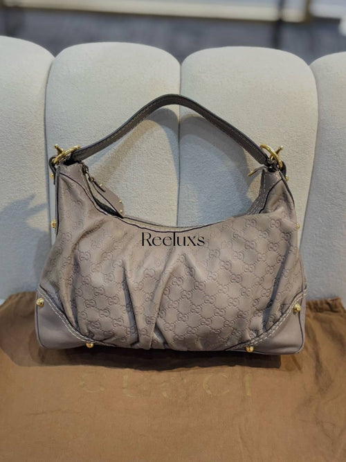 GUCCI Guccissima Leather Jockey Hobo Bag