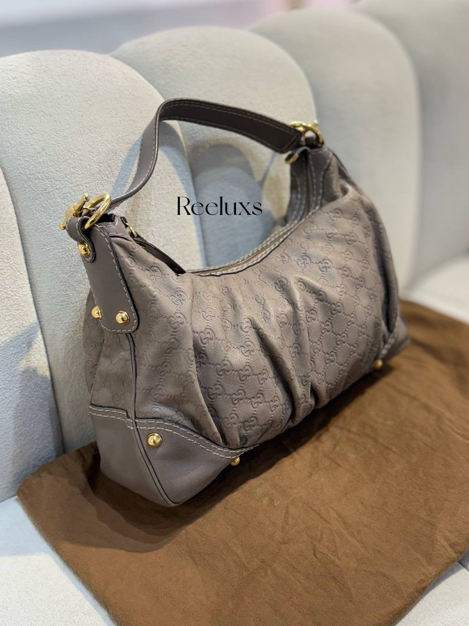 GUCCI Guccissima Leather Jockey Hobo Bag