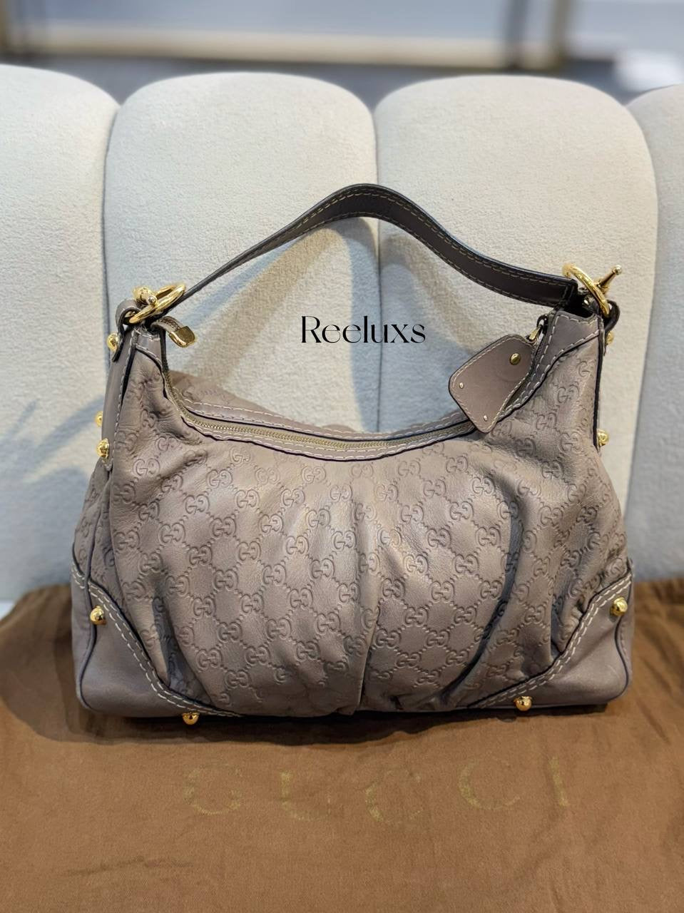GUCCI Guccissima Leather Jockey Hobo Bag